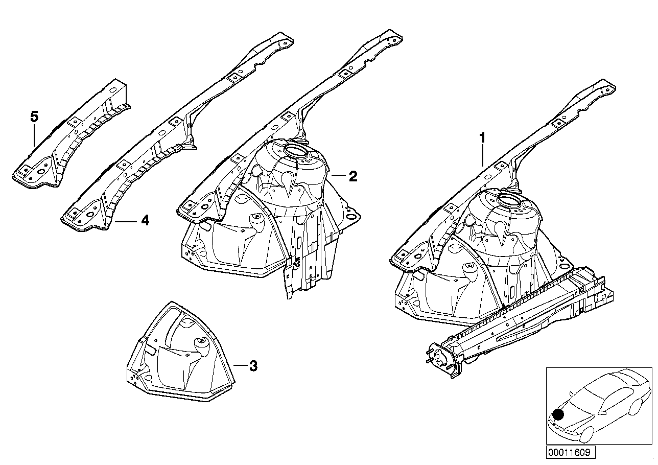 Genuine BMW 41148234038 E46 Section Of Right Front Wheel Housing BASIS (Inc. 316i 1.6, 316Ci & 325ti)