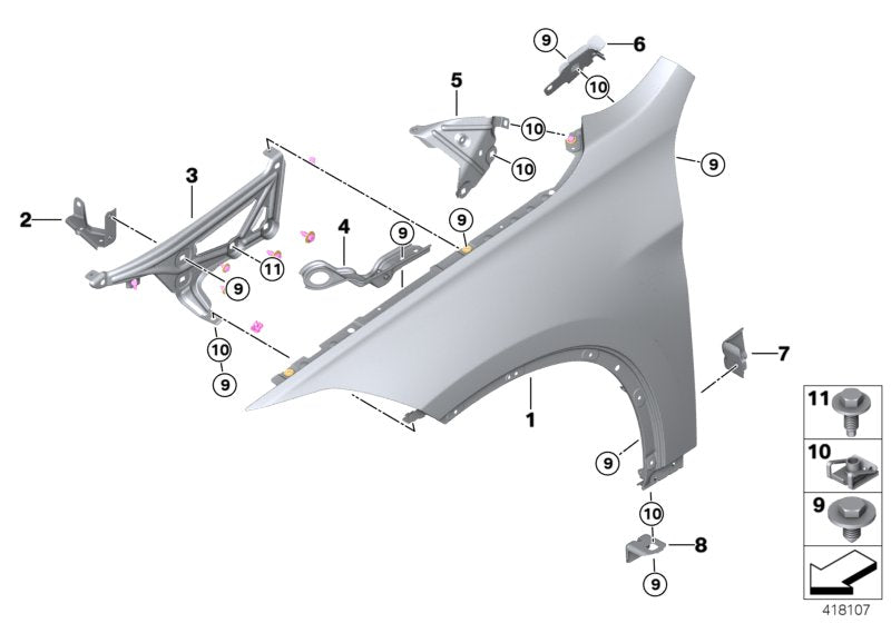 Genuine BMW 41007956403 F39 Extension, Wheel Housing Strut Left (Inc. X2)