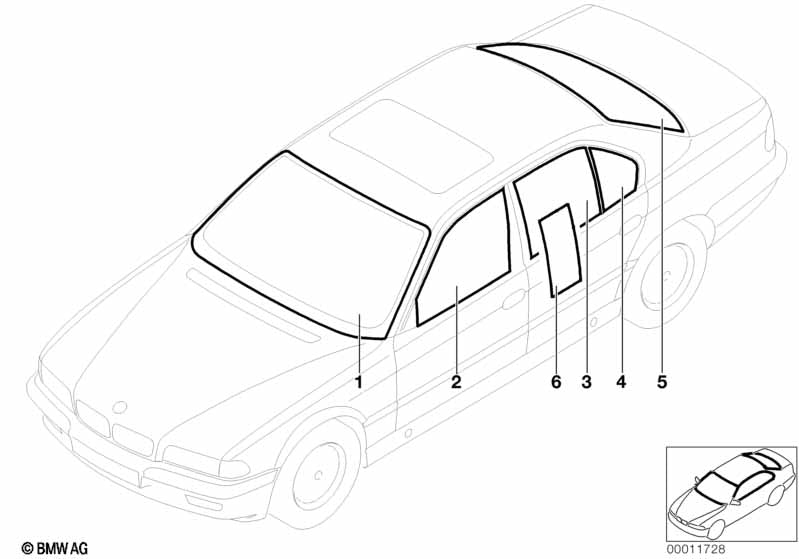 Genuine BMW 51342492308 Fixed Door Window, Black, Right