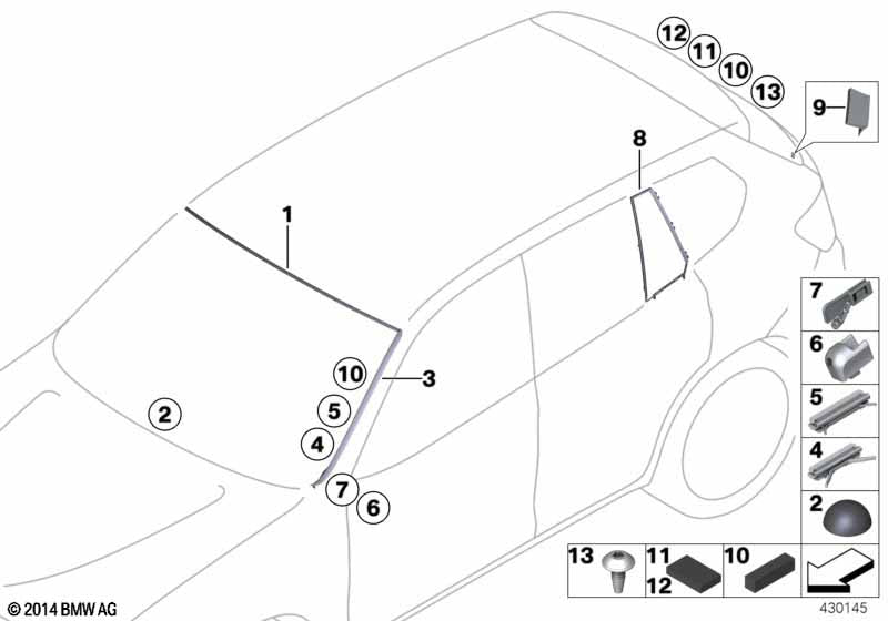 Genuine BMW 51317286179 Primed Drip Moulding, Left