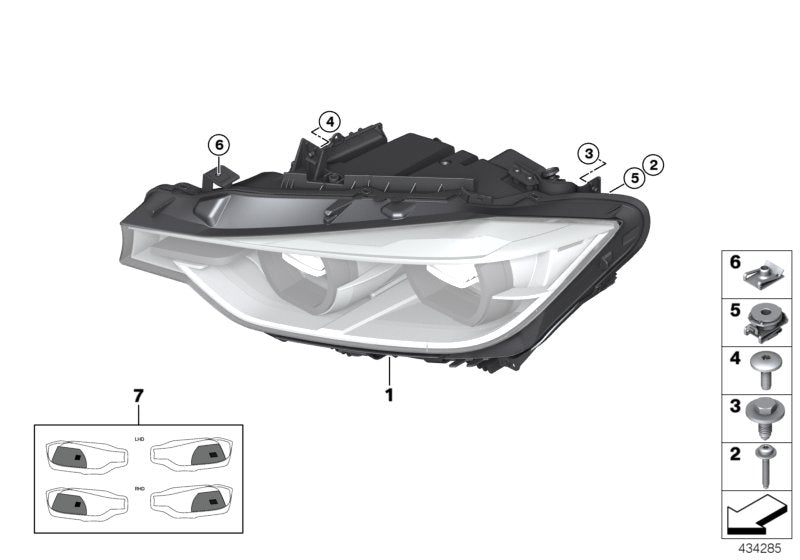 Genuine BMW 63117365597 F30 F31 Headlight, Halogen, Left (Inc. 316d, 330dX & 340i)