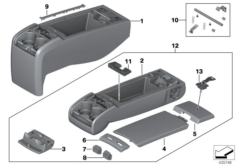Genuine BMW 52207269420 Armrest Lower Leather LCEW,LCEX,LCET (Inc. 528i, 550iX 4.0 & 535iX)