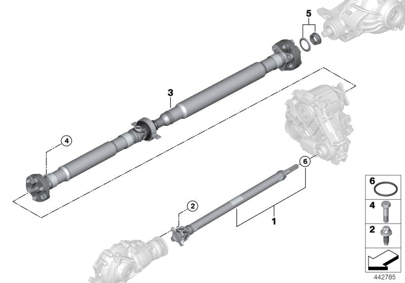 Genuine BMW 26108672052 G11 G11 Drive Shaft Assy Rear L=1508mm (Inc. 740dX)