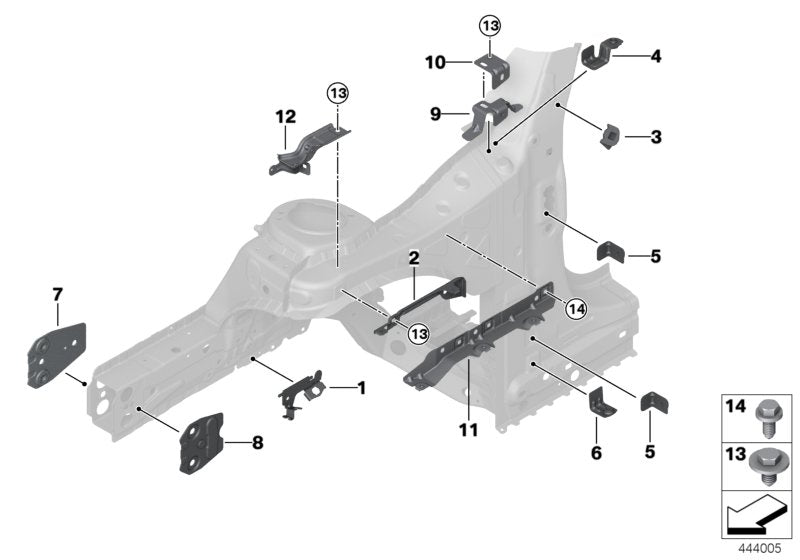 Genuine BMW 41007389467 F55 Bracket, Side Panel Column A Left (Inc. One, One First & Cooper D)