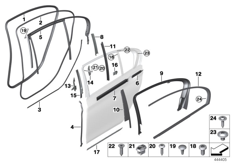 Genuine BMW 51337438020 G11 Seal, B-Pillar, Top, Rear Door, Right (Inc. 740i, 730i & 745Le)
