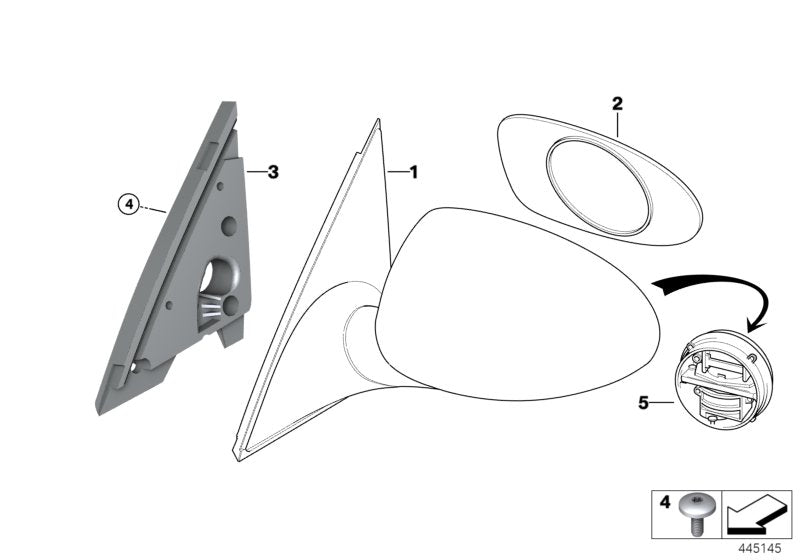Genuine BMW 51162694893 E39 Left Primed El.Exterior Heatable Mirror M (Inc. M5)