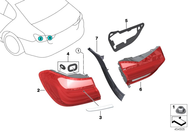 Genuine BMW 63212583246 G11 Rear Light In Trunk Lid, Right (Inc. 750i, 740iX & 740eX)