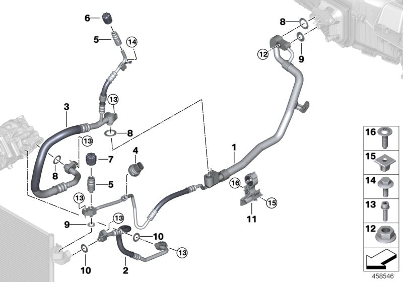 Genuine BMW 64539324804 G30 G11 Refrigerant Line, Dual Line R1234YF (Inc. Alpina B7, 750Li & 750iX)