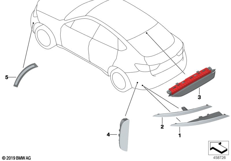Genuine BMW 63257375661 Third Stoplamp OYSTER (Inc. X6)