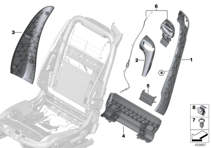 Genuine BMW 52107261792 Trim For Backrest, Outer Right SCHWARZ (Inc. 428iX, 650iX 4.4 & 430i)