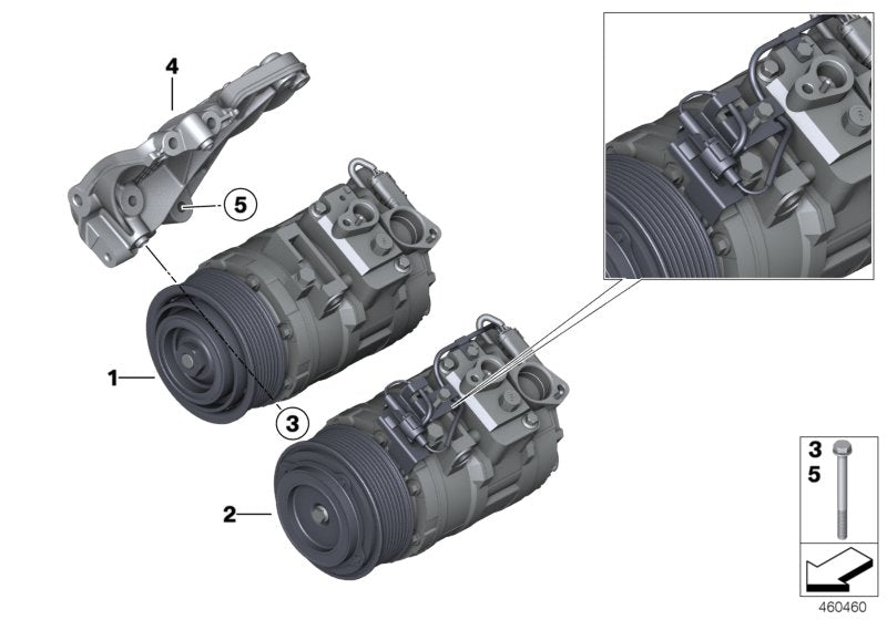 Genuine BMW 64529217869 F21 F26 F20 Rp A/C Compressor W/O Magnetic Clutch R134A (Inc. 335iX, X3 35iX & X4 35iX)