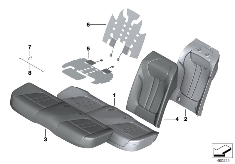Genuine BMW 52207413329 G11 Cover, Base, Backrest, Perf. Leather, L LCRI COGNAC (Inc. 740i, 725d & 745Le)