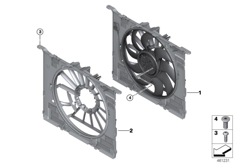 Genuine BMW 17427953404 G11 G31 Fan Cowl With Acoustic Ring 600W (Inc. 540iX, 740LiX & 520i)
