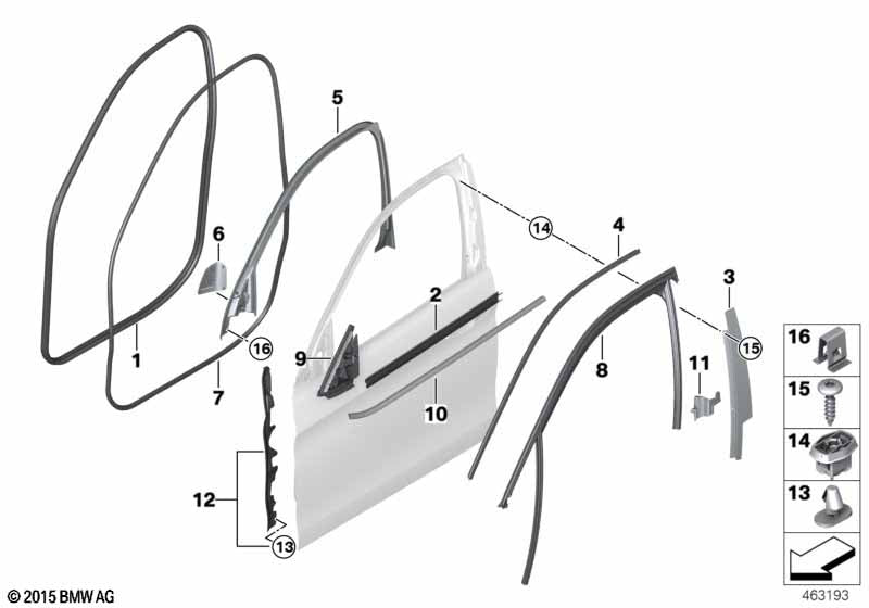 Genuine BMW 51337377895 Channel Cover,Exterior,Door, Front Left GLANZSCHWARZ