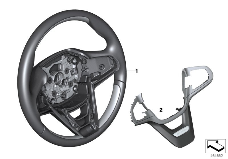 Genuine BMW 32308095037 G11 Steer.Wheel Rim Leath./Wood Piano Finish SCHWARZ (Inc. 750i, 730i & M760iX)