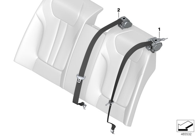Genuine BMW 72117988900 G11 Rear Center Upper Belt OYSTER (Inc. 740e, 750LdX & 730Li)