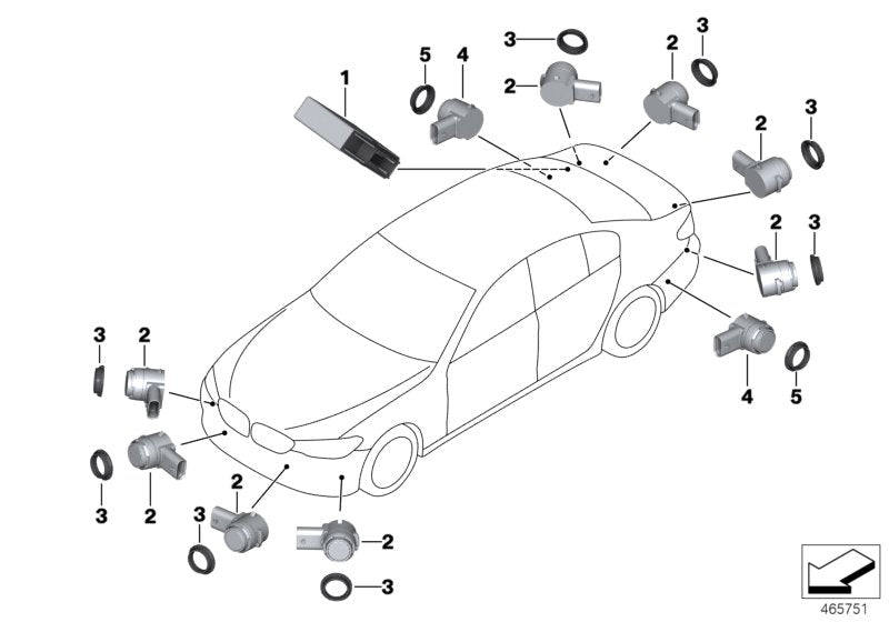 Genuine BMW 66209359094 G11 G31 Ultrasonic Sensor, Jatoba WB65 (Inc. 730dX, 630d & 740eX)