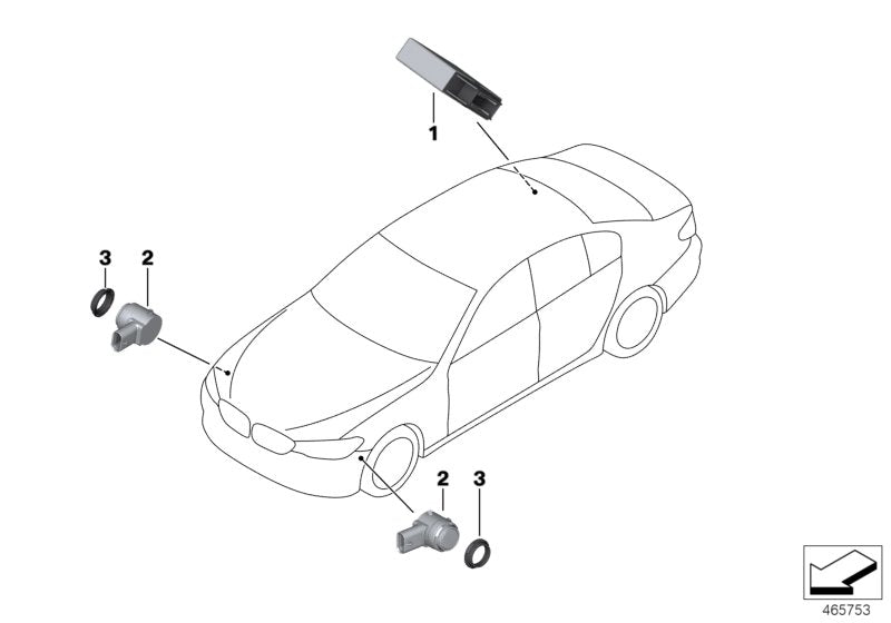 Genuine BMW 66209459586 G32 G30 G31 Ultrasonic Sensor, Cham. Quartz Ii WC48 (Inc. 540iX, 520d ed & M550dX)