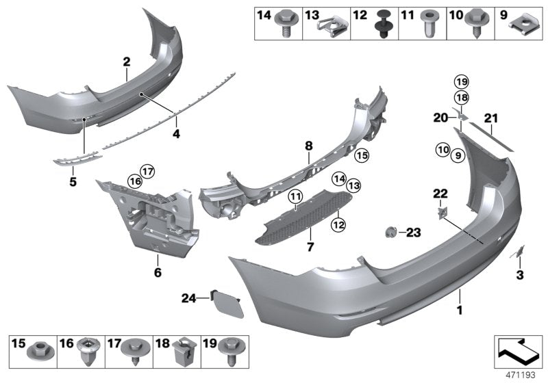 Genuine BMW 51127332765 Bumper Trim Panel, Primed, Rear PDC (Inc. 535d, Hybrid 5 & 535iX)