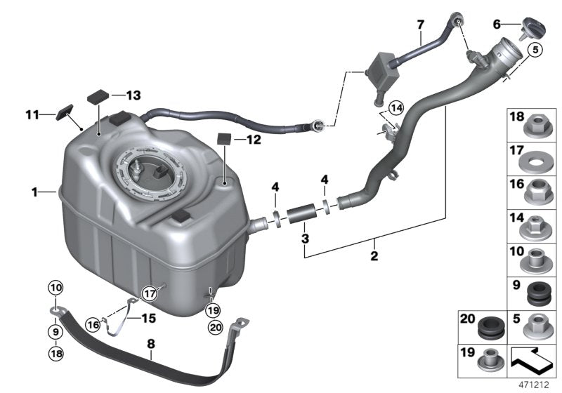 Genuine BMW 16117303941 G05 Rubber Element (Inc. 520dX, i3 60Ah Rex & X6 30dX)