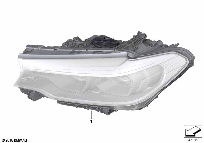 Genuine BMW 63117214963 Headlight, Led, Ahl, High, Left ICON LIGHT