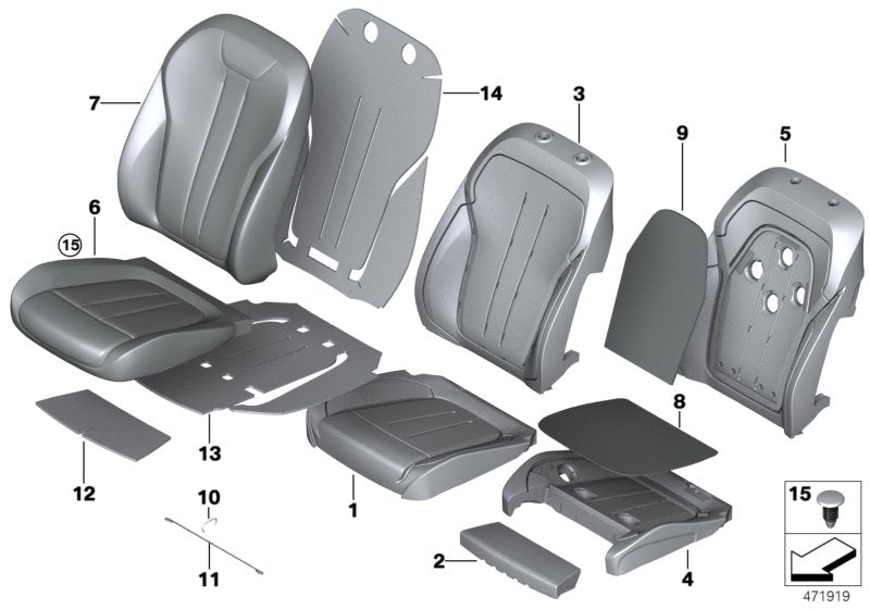 Genuine BMW 52107352295 F15 Leather Cover Sport Backrest Left ELFENBEINWEISS (Inc. X5)