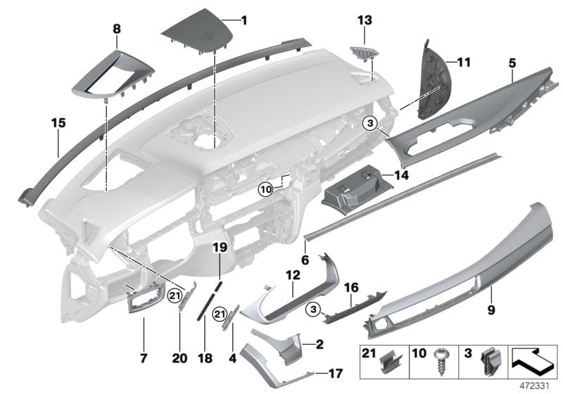 Genuine BMW 64229270671 F16 Accent Strip For Fresh Air Grille Left PERLGLANZ CHROM (Inc. X5 40dX & X6)