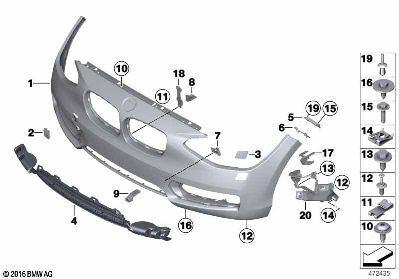 Genuine BMW 51117245733 Grill, Air Intake, Center