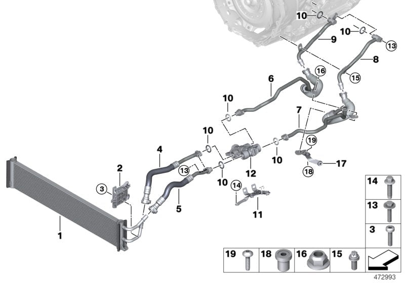 Genuine BMW 17228602391 Transmission Oil Cooler Line, Return (Inc. M760iX & M760LiX)