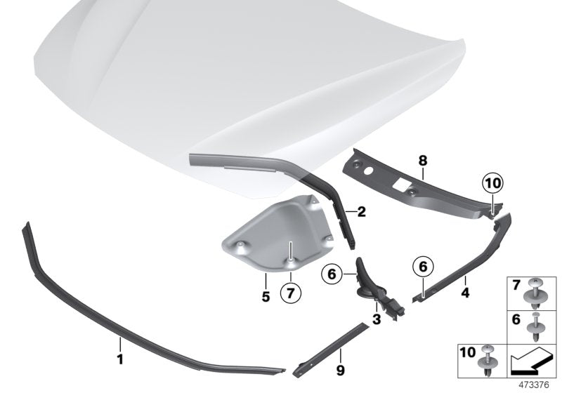 Genuine BMW 51768066662 Right Engine Hood Sealing