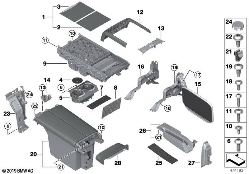 Genuine BMW 51169354208 Locking Mechanism For Armrest (Inc. 745eX, 730LdX & 740LiX)