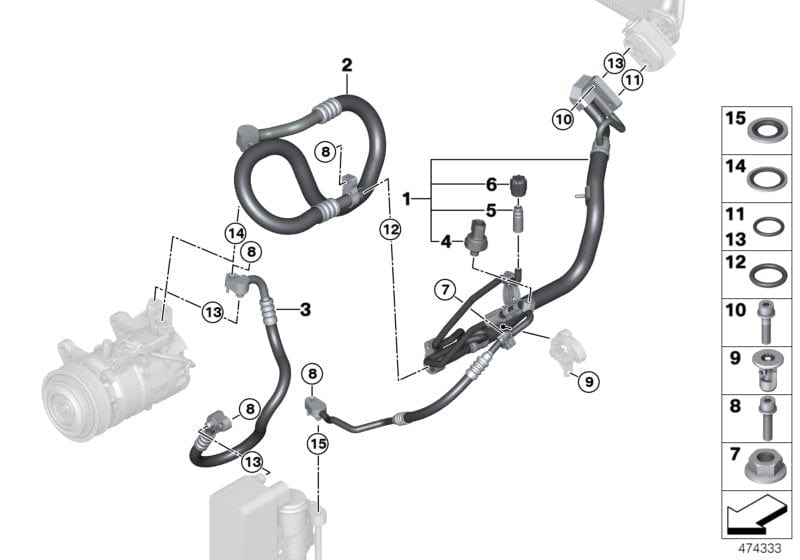 Genuine BMW 64539337126 F21 Refrigerant Line, Dual Line R1234YF (Inc. 330i, 220i & 320i)