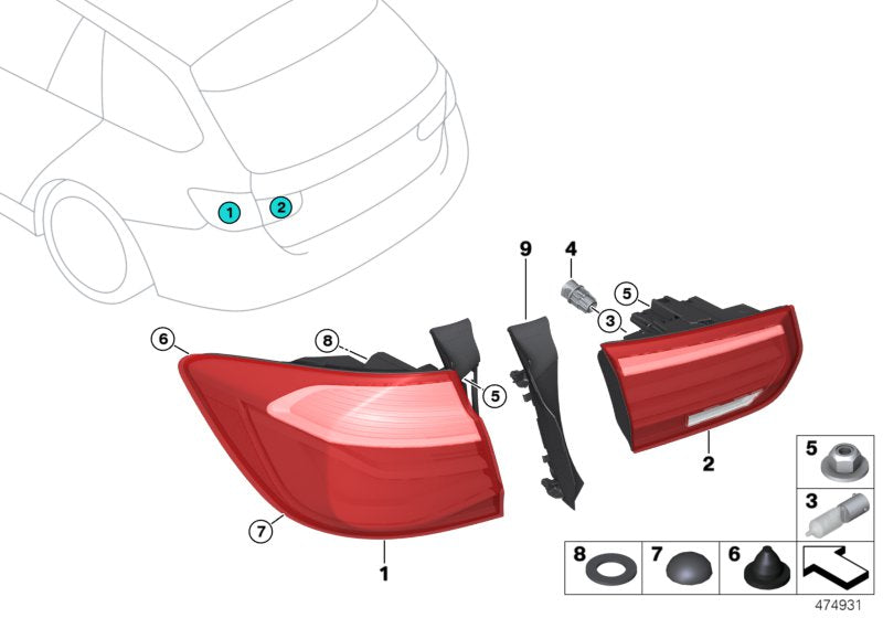 Genuine BMW 63217372210 Rear Light In The Side Panel, Right