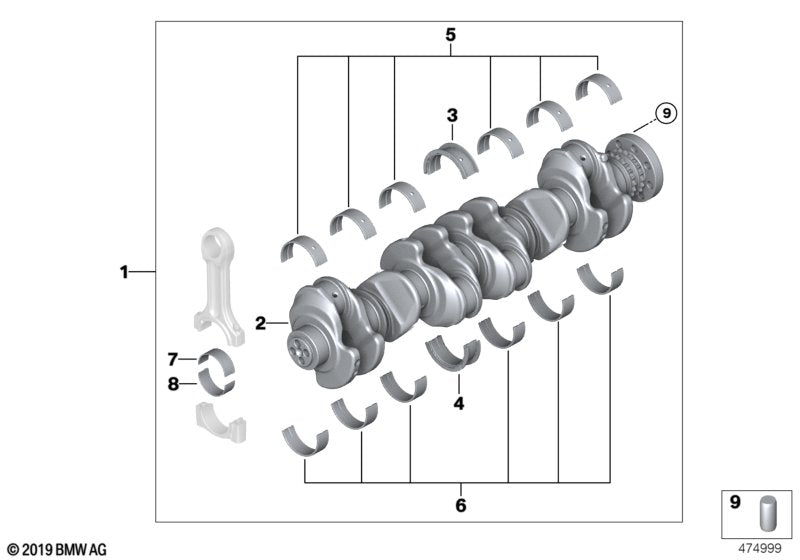 Genuine BMW 11217812954 Crankshaft Without Bearing Shells