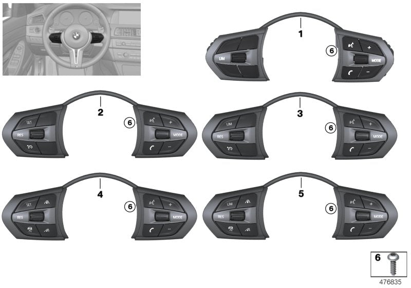 Genuine BMW 61317849411 Switch, Mf Steering Wheel, M-Sport LIM