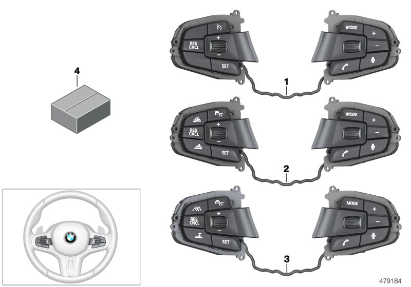 Genuine BMW 61318053147 G02 G30 G01 Switch, Multifunct. Steering Wheel (Inc. X3 30iX, 640iX & 530i)