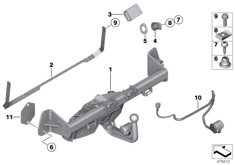 Genuine BMW 71606799607 Bracket, Switch, Trailer Hitch (Inc. 335dX, 320iX & 440iX)