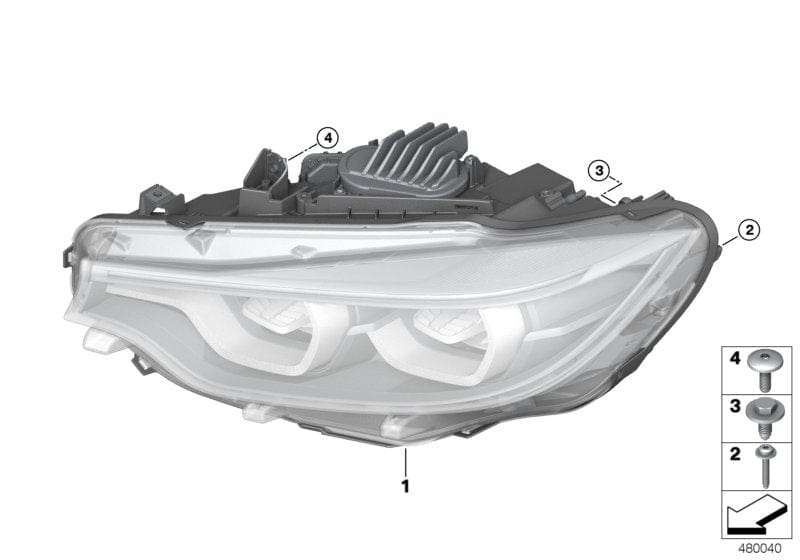 Genuine BMW 63117478536 F80 F83 F82 Headlight, Led, Ahl, Right (Inc. M3, M4 & M4 CS)