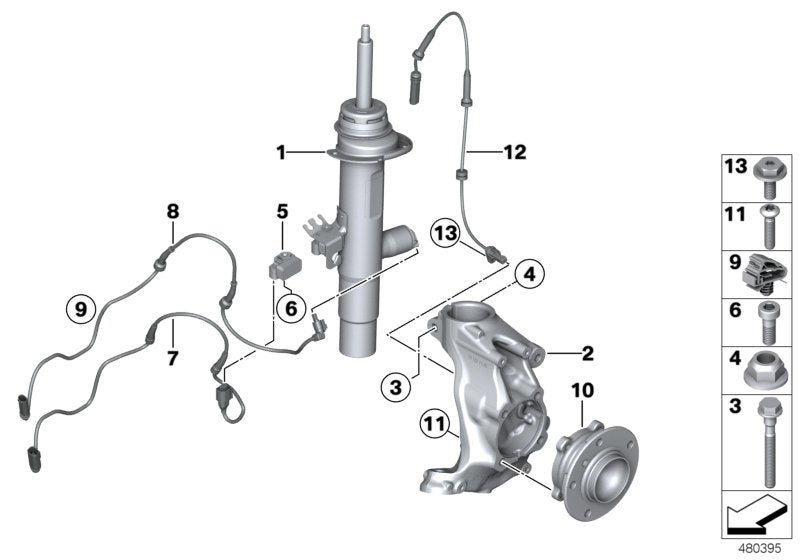 Genuine BMW 37106865565 Left Front Spring Strut (Inc. 428i, 420i & 420d)