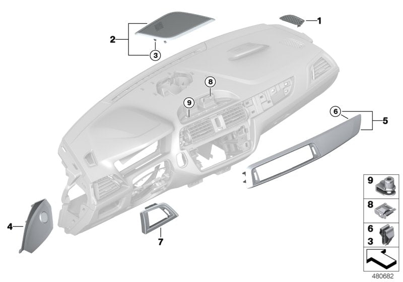 Genuine BMW 51456809401 F22 Trim For I-Panel In High-Gloss Black PERLGLANZ CHROM (Inc. 120dX, M240i & 218d)