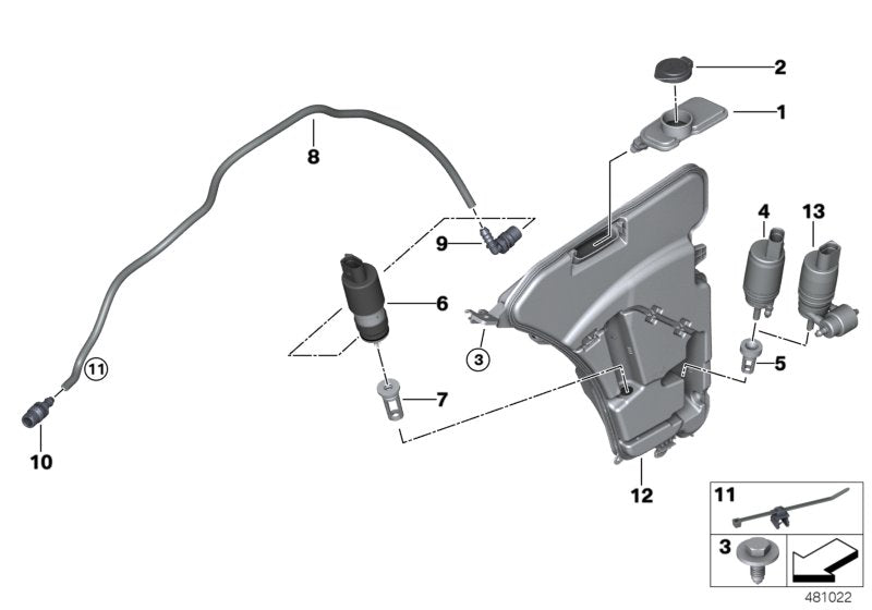 Genuine BMW 67637345844 G32 F90 RR11 Wash Pump/Fluid Container (Inc. Phantom, 620d & 630d)