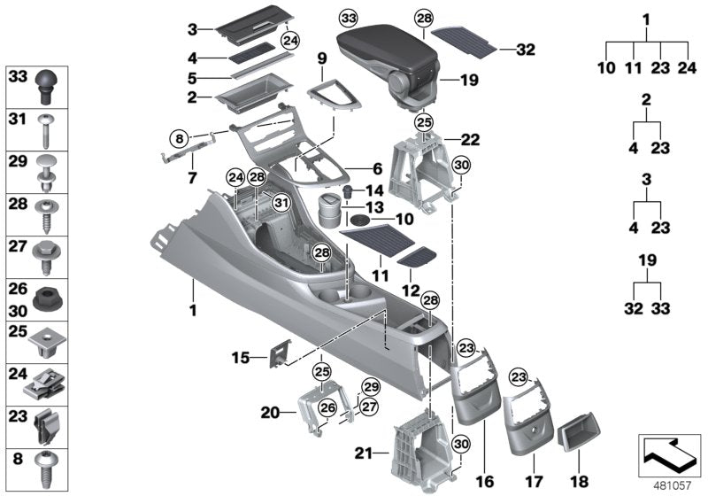 Genuine BMW 51169317574 Center Armrest With Decor Seam SCHWARZ