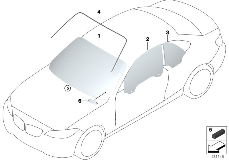 Genuine BMW 51337268724 Door Window, Front Right (Inc. 228iX, M235iX & 230i)