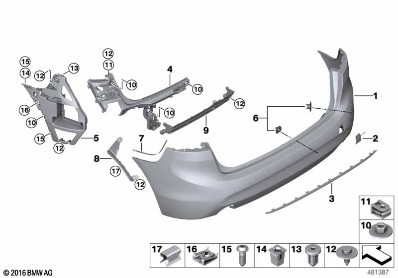 Genuine BMW 51317477981 Trim Strip, Bumper, Rear CHROM