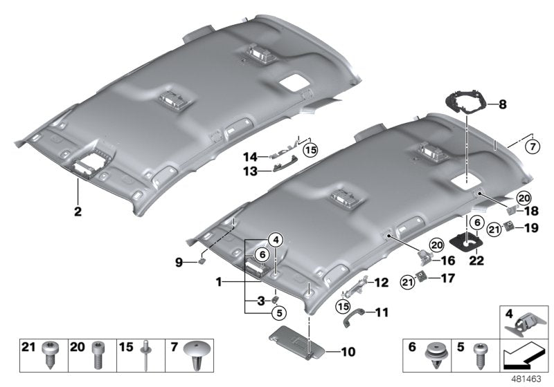 Genuine BMW 51449459372 Headliner, Standard Roof EVERESTGRAU