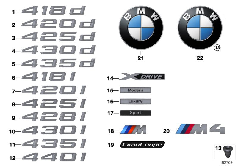 Genuine BMW 51147356329 Label 418D (Inc. 418d)