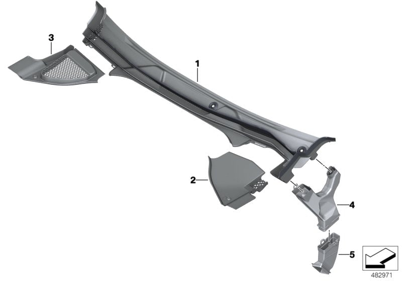 Genuine BMW 51317411524 Water Drain Channel, Upper Right (Inc. X3)