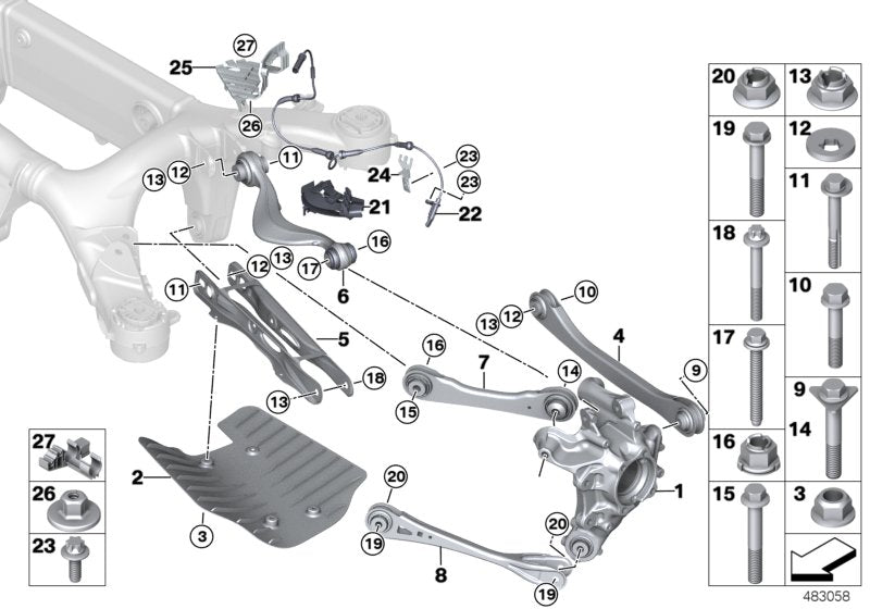 Genuine BMW 33306871498 G01 Guiding Suspens. Link W Rubber Mount Rgh (Inc. X3)