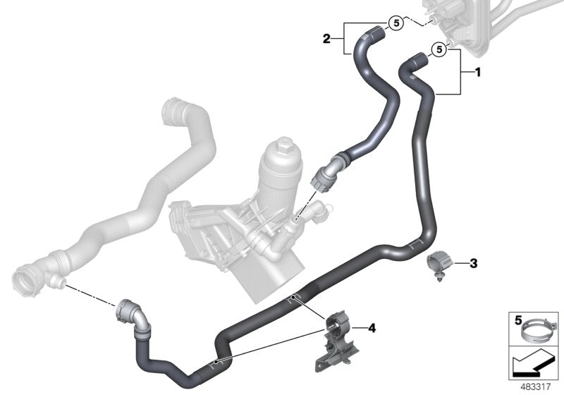 Genuine BMW 64219354459 G01 G02 Coolant Hose, Supply (Inc. X3)