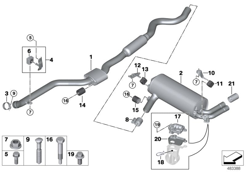 Genuine BMW 18308643270 Rp-Catalytic Conv. With Center Muffler (Inc. 330iX)